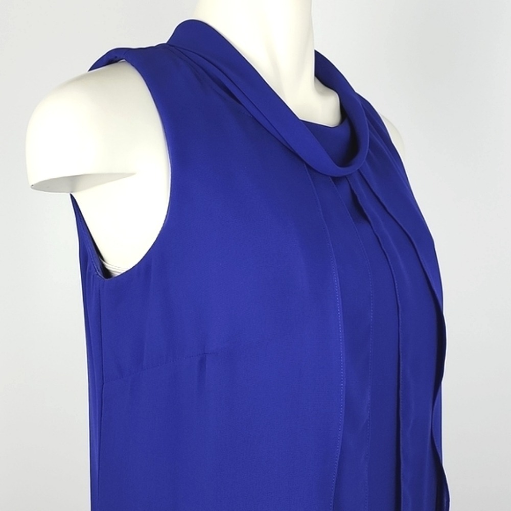 SLNY Women's Royal Blue Tiered Chiffon Sleeveless Shift Dress 6 - Picture 4 of 13